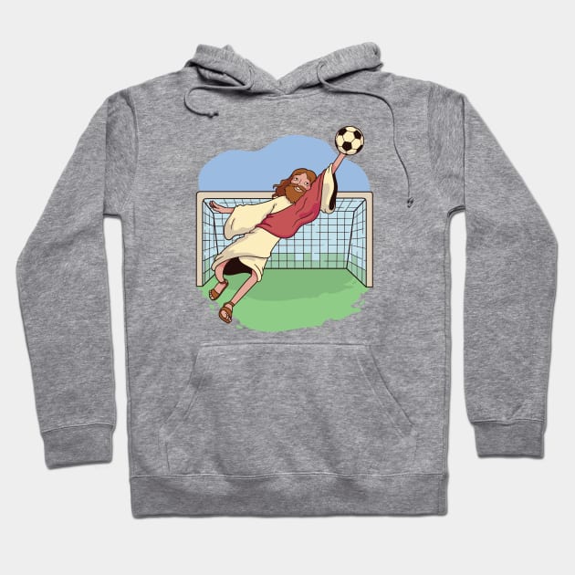 Jesus Saves // Funny Jesus Soccer Cartoon Hoodie by SLAG_Creative